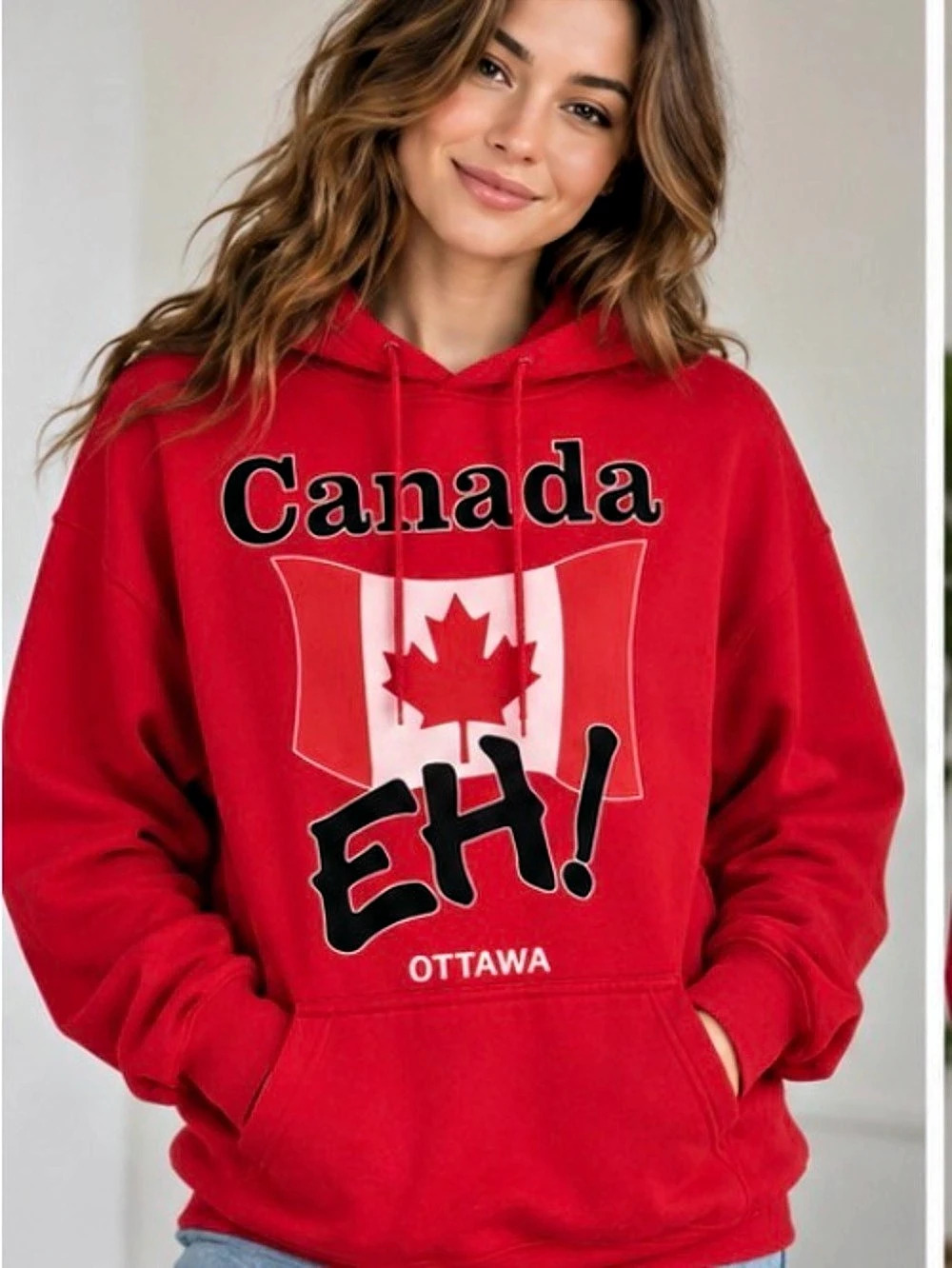 25”ptp Glace Fleur Canada Eh! Ottawa Hoodie Red & White Large NWT